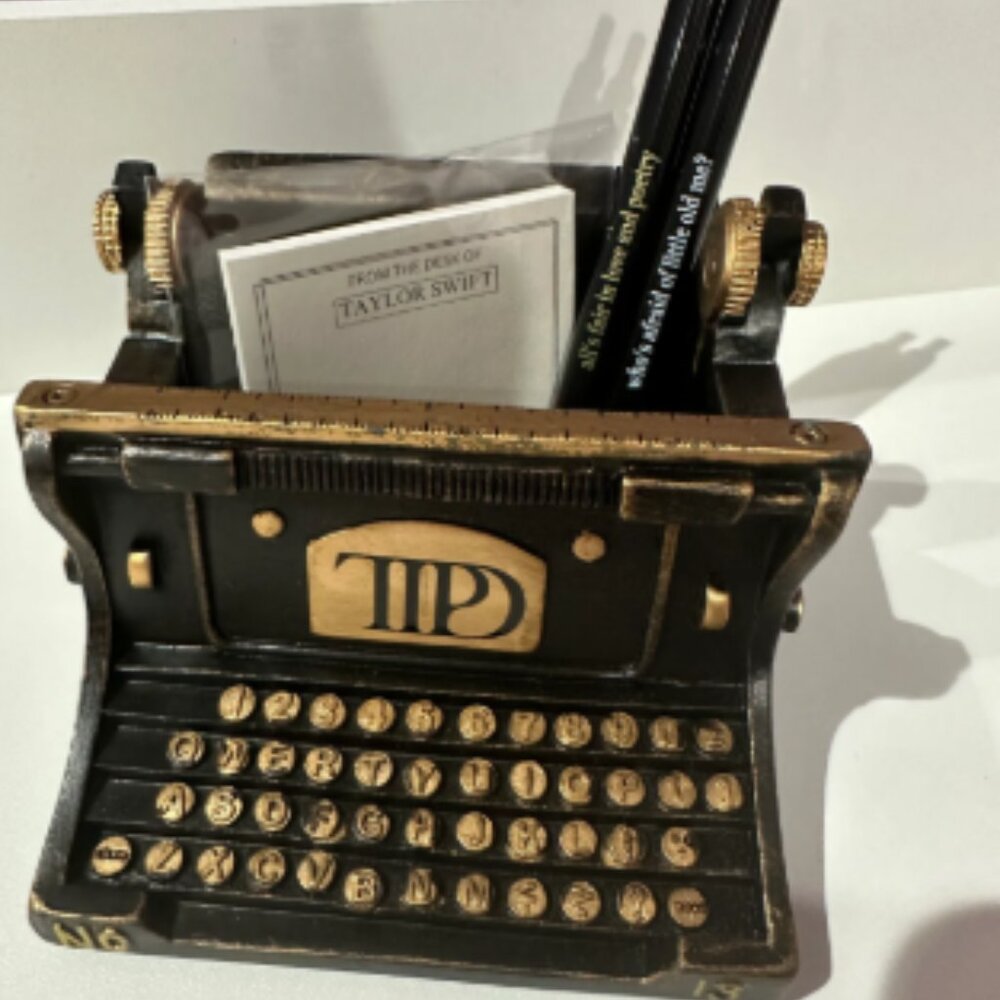 Hand Decorated Taylor Swift - TTPD Inspired Typewriter Container -Desk Organizer